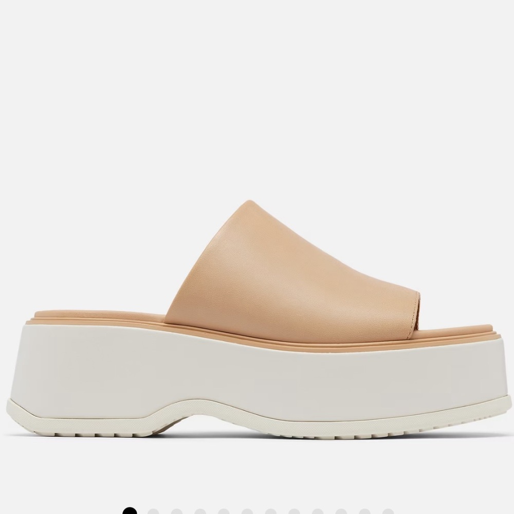 Sorel Dayspring Slide Women’s Platform Sandal Honey Beige Leather Size 12 Shoes